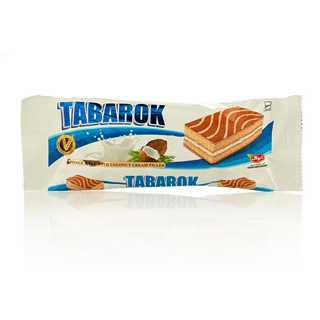 کیک دولایه اسفنجی با مغزی کرم طعم نارگیل تبرک